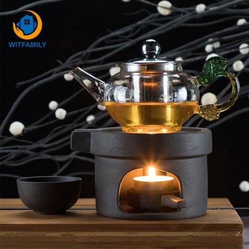 Teapot Heating Base Warm Tea Maker Insulation Base CoffeeWarmer Wine Boiled Tea Heated Ceramic Candle Tray Holding Furnace