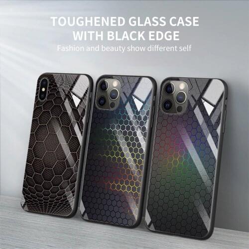 Tempered Glass Phone Case For iPhone 12 11 Pro Max Shell For iPhone Xs Max XR XS 7 8 Plus 11 Pro Carbon Fiber