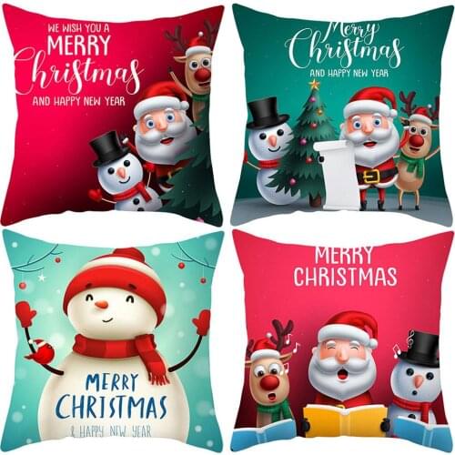 Santa Snowman Christmas Tree Elk Letters Cushion Cover Pillow Case Xmas Decor Cartoon Pattern Fine Workmanship