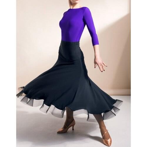 Black Pool Modern Dance Square Dance Will Skirt Pendulum Fishbone Half-body Skirt Back Catch Wrinkle Practice Performance Skirt