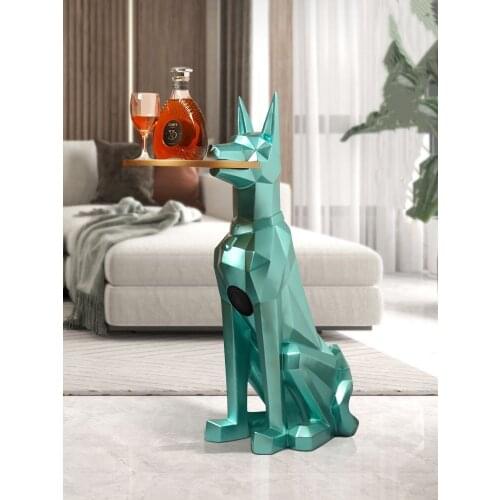 Modern Art Home Decor Crafts Figurine Dog Leopard With Tray Decoration Statue Large Landing LivingRoom Home Storage Organization