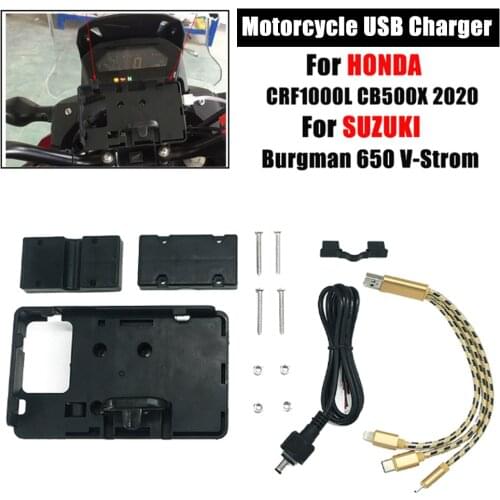 Motorcycle Mobile Phone Navigation Bracket USB Charging Support For Honda CRF1000L CB500X For Suzuki Burgman 650 V-Strom For BMW