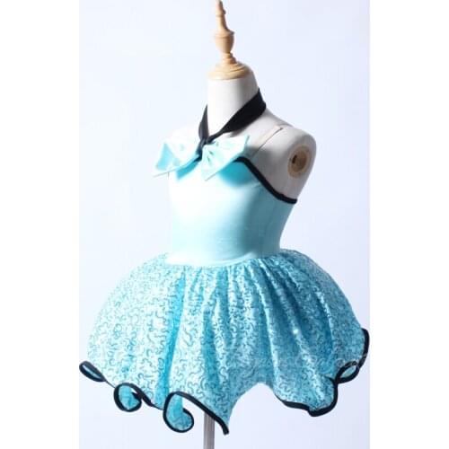 Sequins Bow-knot Ballerina Children Dancewear Blue Ballet Dress Girls Swan Lake Ballet Costume Stage Show Performance For Girls
