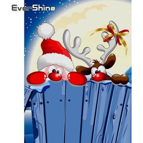 Evershine Diamond Painting Christmas Rhinestone Pictures Full Set Needlework 5D DIY Embroidery Santa Claus Home Decoration