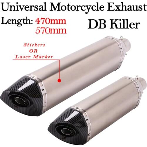 Slip On 470MM 570MM Universal Motorcycle Exhaust Pipe Escape Muffler Removable DB Killer 51MM For R3 Z900 TRK502 CBR500 CBR1000