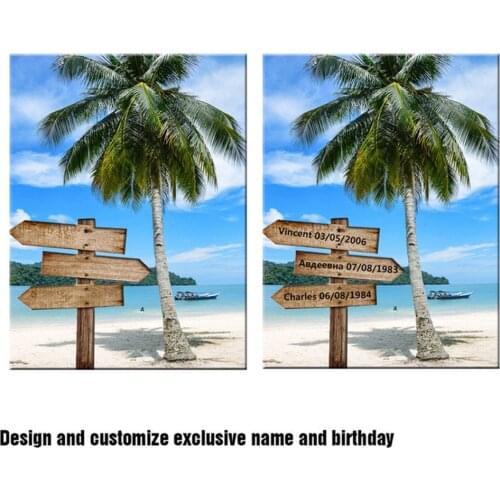 HUACAN 5D DIY Diamond Painting New Custom Name Road Sign Diamond Embroidery Sale Landscape Seaside Rhinestones Mosaic Home Decor