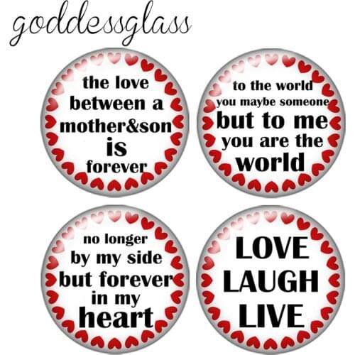 Love laugh live Mom words 10pcs 12mm/18mm/20mm/25mm Round photo glass cabochon demo flat back Making findings ZB0423