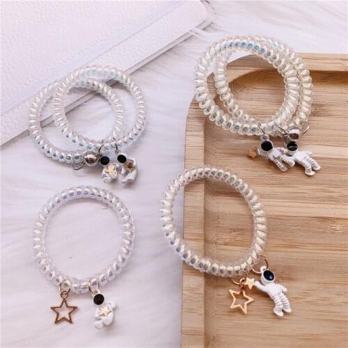 Fashion Female Personality Astronaut Pendant Phone Line Hair Ring Headwear Sweet Girl Womens Ponytail Hair Accessories