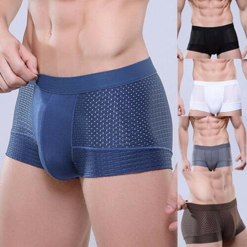Mens Sexy Comfort Underwear Panties Mesh Breathable Large Size Underwear L-3XL