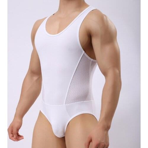 Man Bikini Swimsuit Mesh Swim Wear Male Swim Trunks Gymnastics Suit Night Club Performance Clothing Sexy Gay One Piece Swimwear
