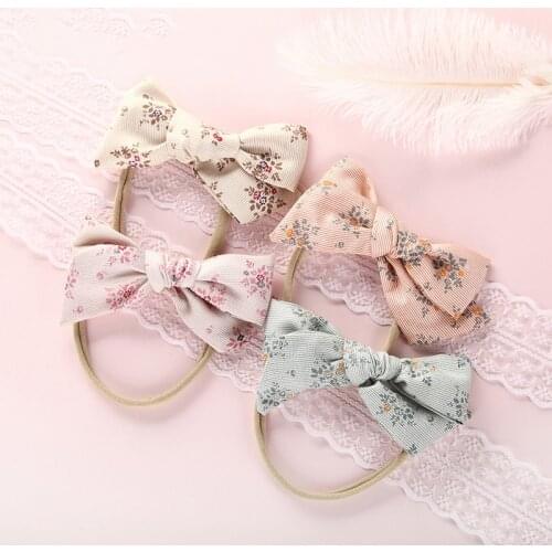 Nylon Bows Baby Headband Flower Bowknot Hairband Baby Girl Headbands Nylon Kids Elastic Hair Band Girls Hair Accessories