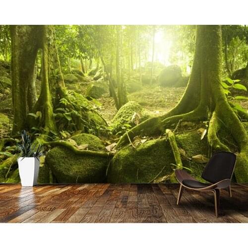 Papel de parede green forest nature landscape 3d wallpaper,living room TV wall bedroom wall papers home decor kitchen mural