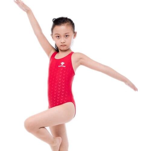 2019 Professional sweet Girl Swimwear High Cut One Piece Swimsuit Backless Swim Suit 3 Colors Childrens Swimsuit