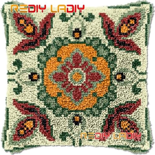 Latch Hook Cushion Rosette DIY Needlepoint Kits Chunky Acrylic Yarn Arts Crocheting Lofty Pillow Case Hobby & Crafts