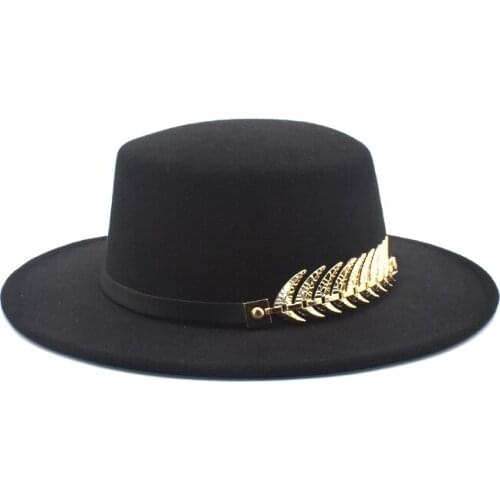 2020 New Fedoras Hat for Men Women artificial wool Blend Jazz Cap Wide Brim Simple Church Derby Flat Top Hat P13