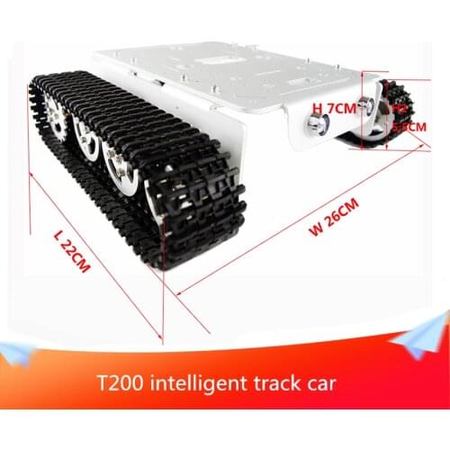 T200 Aluminum Alloy RC Robot Tank Caterpillar Car Chassis Crawler Intelligent Robot Car Obstacle+PS2 Control Kit Optional