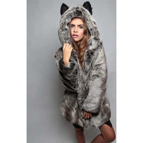 Top brand Styling Women Cartoon Faux Fur Coat high quality