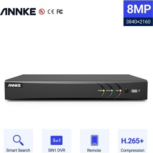 ANNKE 8CH H.265+ 4K DVR Ultra HD 5-in-1 8MP Surveillance DVR Output Video Recorder Remote Access Motion Detection Email Alert