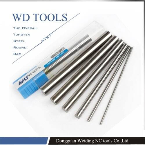 AYKT10pcs 1mm to 7mm X100 length Tungsten W Metal tungsten Rod Hardness Tensile Without coolant holes Tungsten Solid Carbide Bar