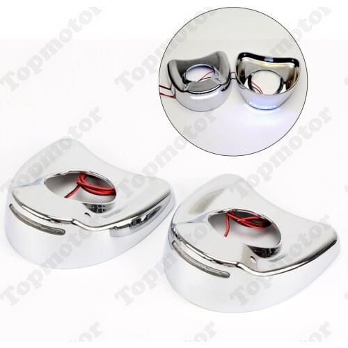 Motorcycle Chrome Motor Bike Parts Lighted Mirrors White LED Shell Caps Cover For Harley Touring Electra Street Glide 1996-2013