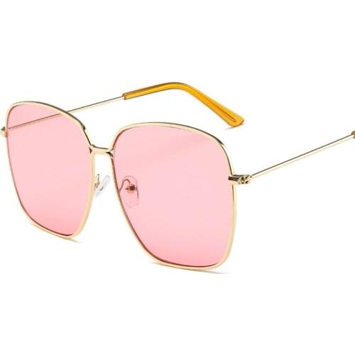 Oversized Square Frame Women Men Sunglasses Pink Blue Yellow Lens UV400 Eye Protection Girl Sexy Ladies Retro Outdoor Eyewear
