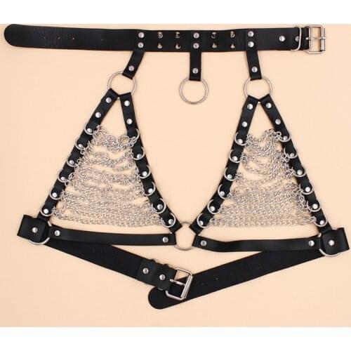 Fashion tassel Goth leather body harness chain chest chain belt gothic punk metal girl festival jewelry accessories jewelry