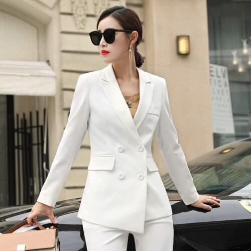 Set womens fashion suit wide leg pants two-piece OL professional decoration body 2019 new spring and autumn temperament womens