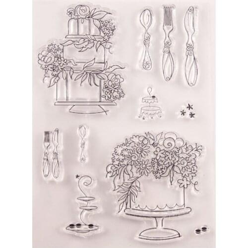 1pc Tableware Transparent Clear Silicone Stamp Seal Diy Scrapbook Rubber Hand Account Photo Album Diary Decor Reusable 15*10cm