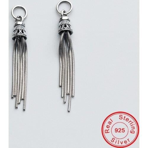 UQBing S925 Silver Vintage Thai Silver Snake Bone Chain Tassel Pendant Charms