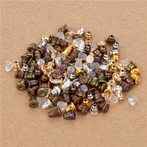 100pcs Clear Soft Silicone Rubber Earring Backs Safety Bullet Metal Stopper Rubber Jewelry Accessories DIY Parts Ear Plugging