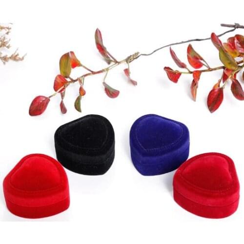 300pcs/lot Flocking Ring Earring Stud Boxes 4.8*4.8*3.5 Heart Shape Velvet Jewelry Storage Box Carring Case Gift Boxes Wholesale