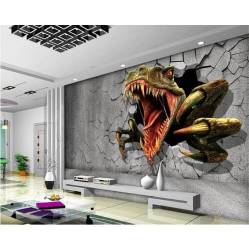 Beibehang Custom Mural Wallpaper Modern Kids Room 3D Brick Wall Dinosaur TV Wall Background wallpaper for walls 3 d papier peint