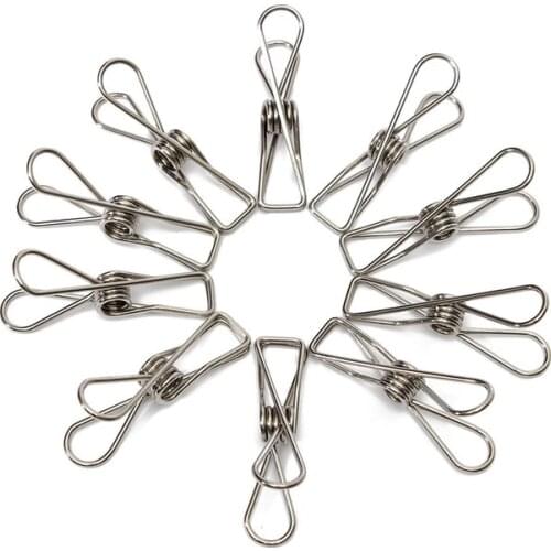 50Pcs/Lot Hot Sale Excellent Quality Stainless Steel Spring Clothes Socks Hanging Pegs Clips Clamps Silver Laundry