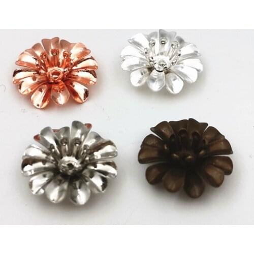 SIXTY TOWFISH 20 Pieces DIY Jewelry Accessories 5*14mm Copper Filigree Flower Slice Charms Beads Metal Spacer Settings
