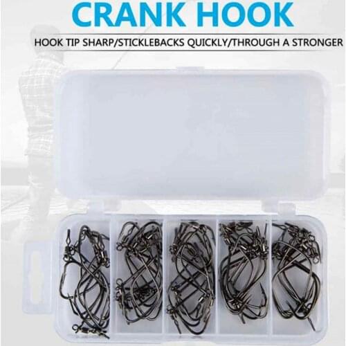 75Pcs/Set Portable Fishing Swivel Crank Hook Kit Fishing Jip Barbed Carp Hooks Sea Pesca Fish Tackle Box Accessories