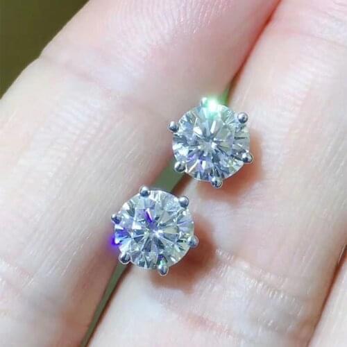 925 silver Moissanite Earrings Custom made Classic 6 claws 9mm/piece 3 carat D Color Engagement wedding earrings