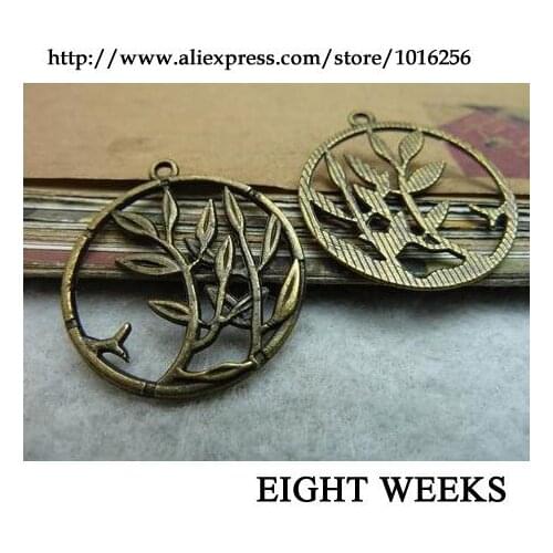 Zinc alloy pendant jewelry accessories diy handmade material charms leaves 28 * 31 mm circle
