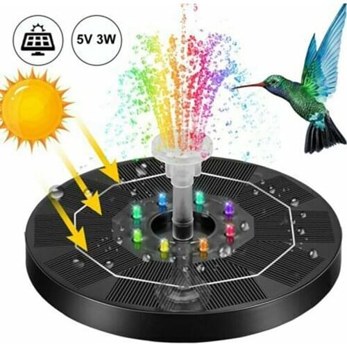 For Garden Pool LED Solar Panel Powered Water Fountain Pump Floating Geyser Pond Aquarium Patio Decor Lawn Decoration