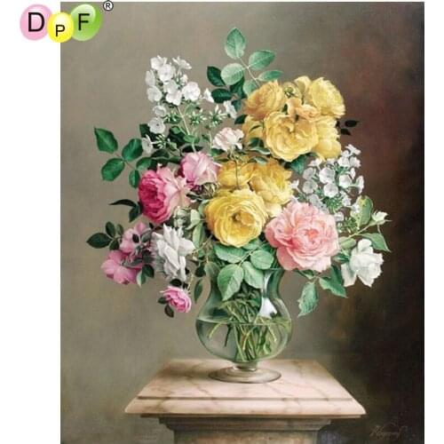 DPF The vase of flowers crafts wall painting diamond mosaic square diamond painting cross stitch home decor diamond embroidery