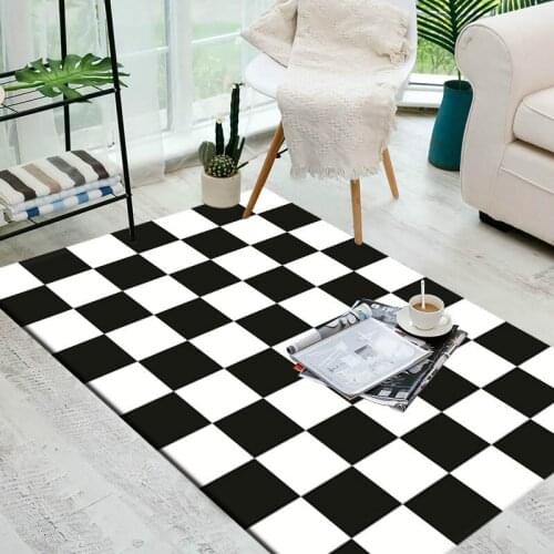 European Geometric black and white Carpet Area Rug For Bedroom Livingroom Kitchen Baths tapete Anti-Slip Home Large carpet