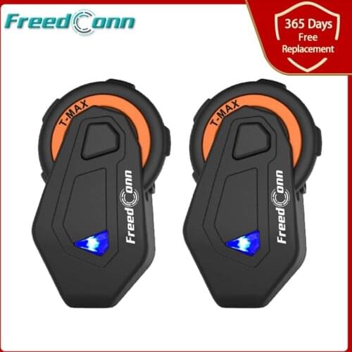 Freedconn 2PC T-MAX C Motorcycle Bluetooth Helmet Intercom Headset FM Radio 1000M 6 Riders Group Talking Motorbike Interphone