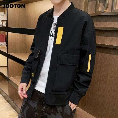 JDDTON New Mens Casual Jacket Spring Autumn Baseball Uniform Outwear Windbreaker Loose Fashion Coat Hip Hop Male Overcoat JE297