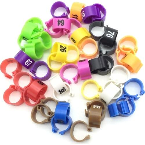 10 Colors Bird foot ring Colorful Identification Bird Ring Inner diameter 10mm NO.1-100 Digital mark ring Bird supplies 100 Pcs
