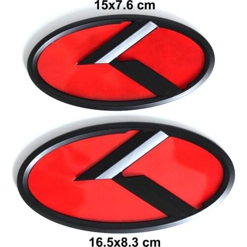 Red Black 150mm 165mm Car Styling Middle Front Hood Rear Trunk K Logo Emblem Modified Upgrade Badge Sticker for Kia K2 K3 K4 K5