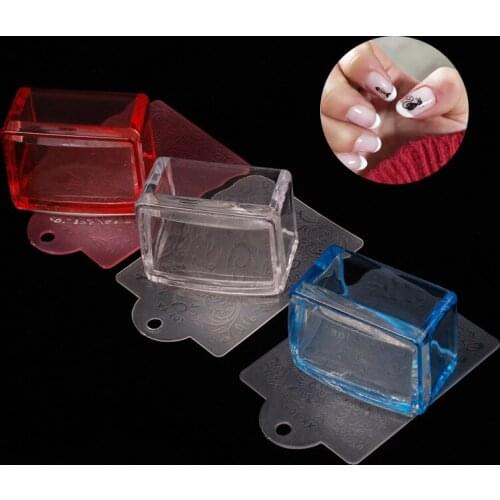 Square Nail Seal Manicure Nail Tool Scraper Plate Silicone Nail Transfer Stamper Transparent Nail Polish Print Nail Seal Stamp
