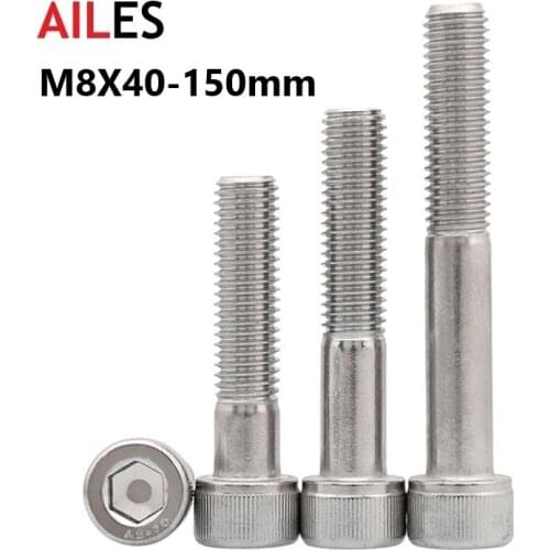 M8 Half Tooth Hexagon Hex Socket Cap Head Screws M8x40 130 140 150mm Partially Thread Allen Bolts 304 Stainless Steel DIN912