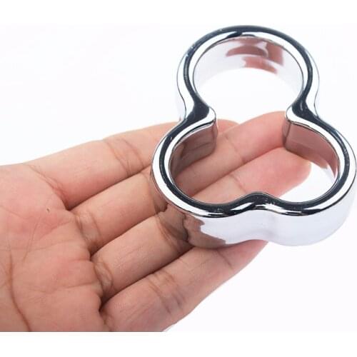 Metal Cock Ring Male Scrotum Bondage Pendant Penis Ring Exerciser Sperm Lock Ejaculation Delay Stainless Sex Toys for Men