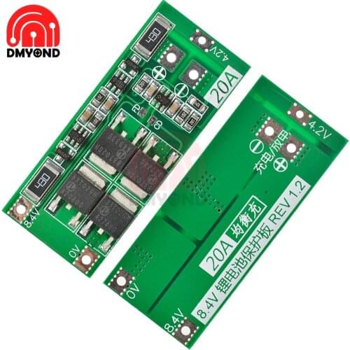 2S 20A Lithium Battery Protection BMS Board Lipo Cell Module with Balancer Intergrated Circuits for Drill Motor Lipo Cell Module