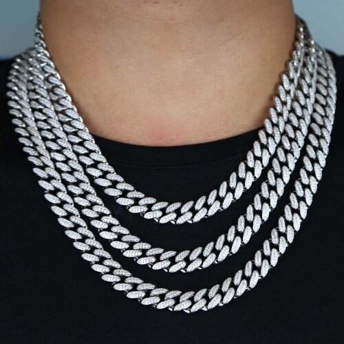 Iced Out Bling Hip Hop Men Jewelry 5A Cubic Zirconia Miami Cuban Link Chain Cool Choker Necklace Bracelet 2021 New