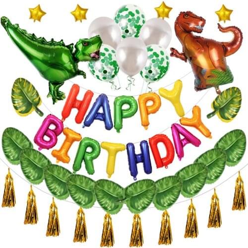 Dinosaur Theme Birthday Party Aluminum Foil Balloon Set Tyrannosaurus Happy Birthday Balloon Kids Birthday Decoration